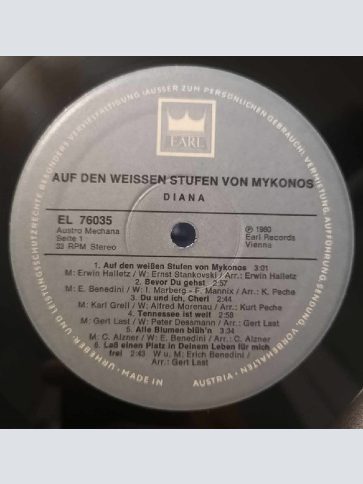 Vinyl / Diana* - Auf Den Weißen Stufen Von Mykonos