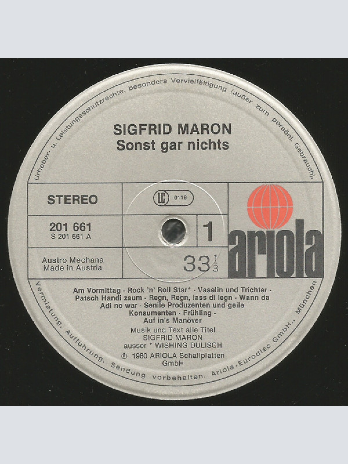 Vinyl / Sigi Maron - Sonst Gar Nichts