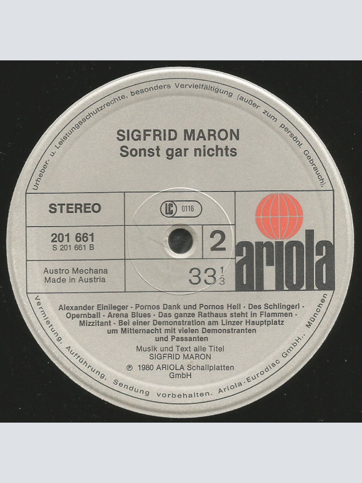 Vinyl / Sigi Maron - Sonst Gar Nichts