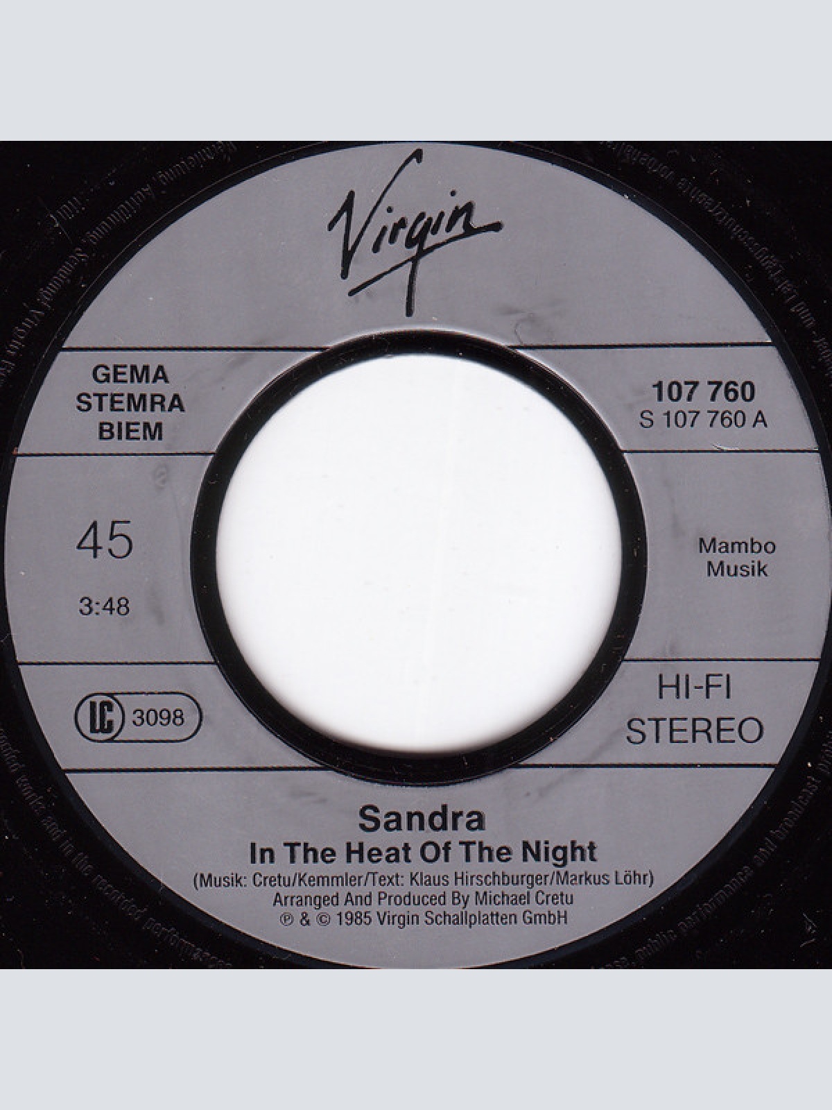 Vinyl / Sandra - In The Heat Of The Night