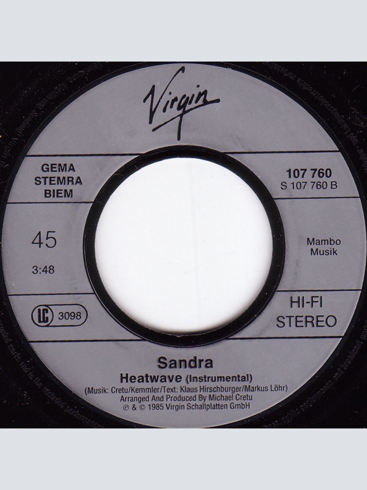 Vinyl / Sandra - In The Heat Of The Night