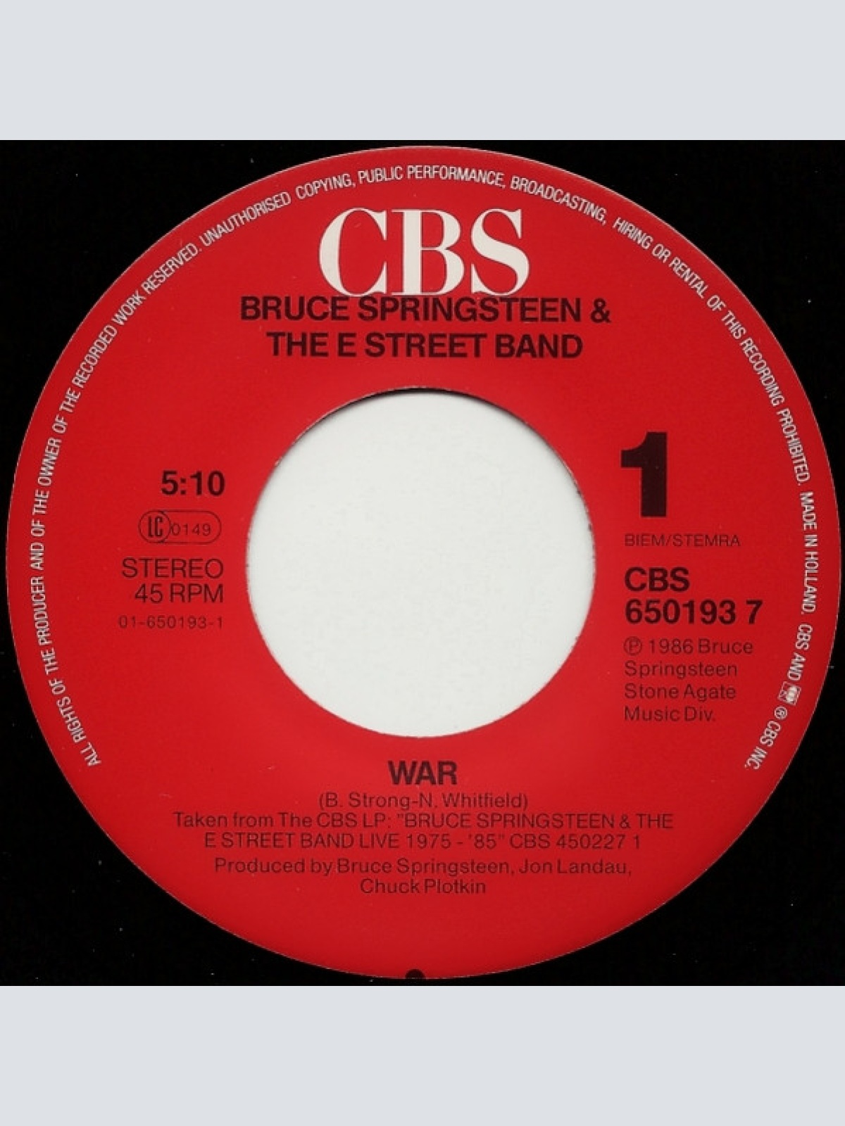 Vinyl / Bruce Springsteen & The E Street Band* - War