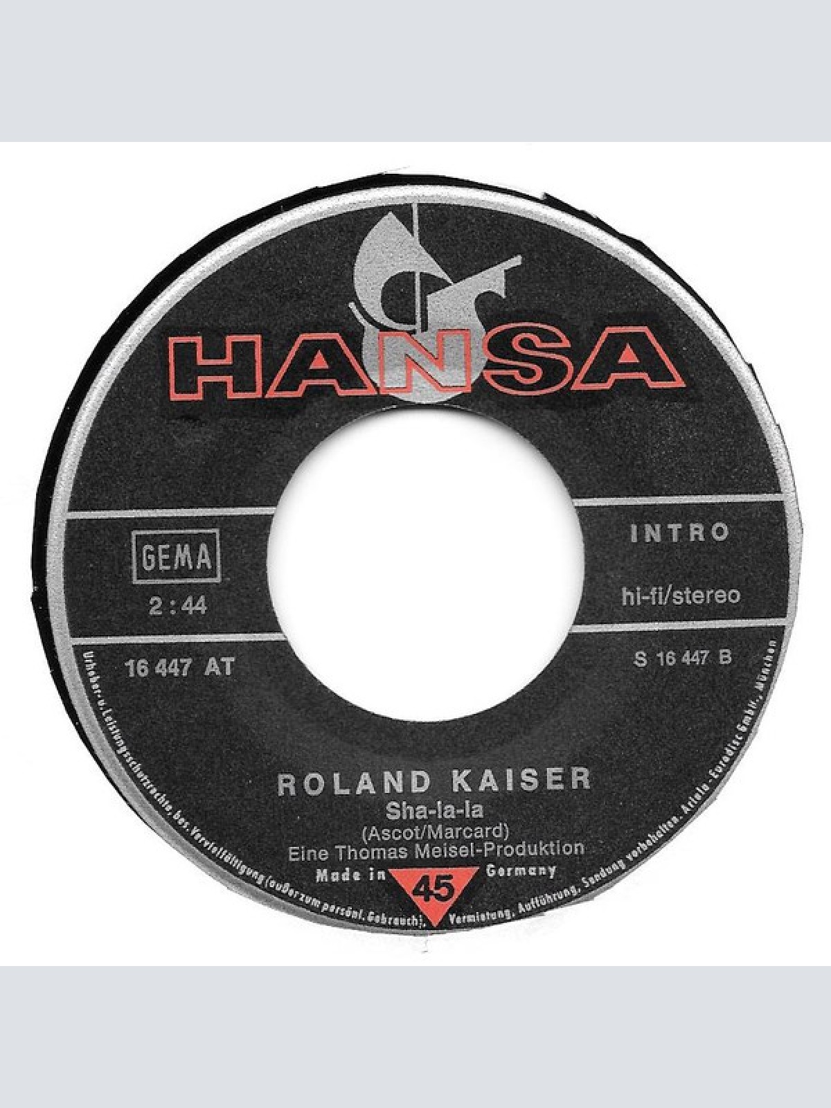 Vinyl / Roland Kaiser - Eine Nacht, Die Ich Nie Mehr Vergessen Kann