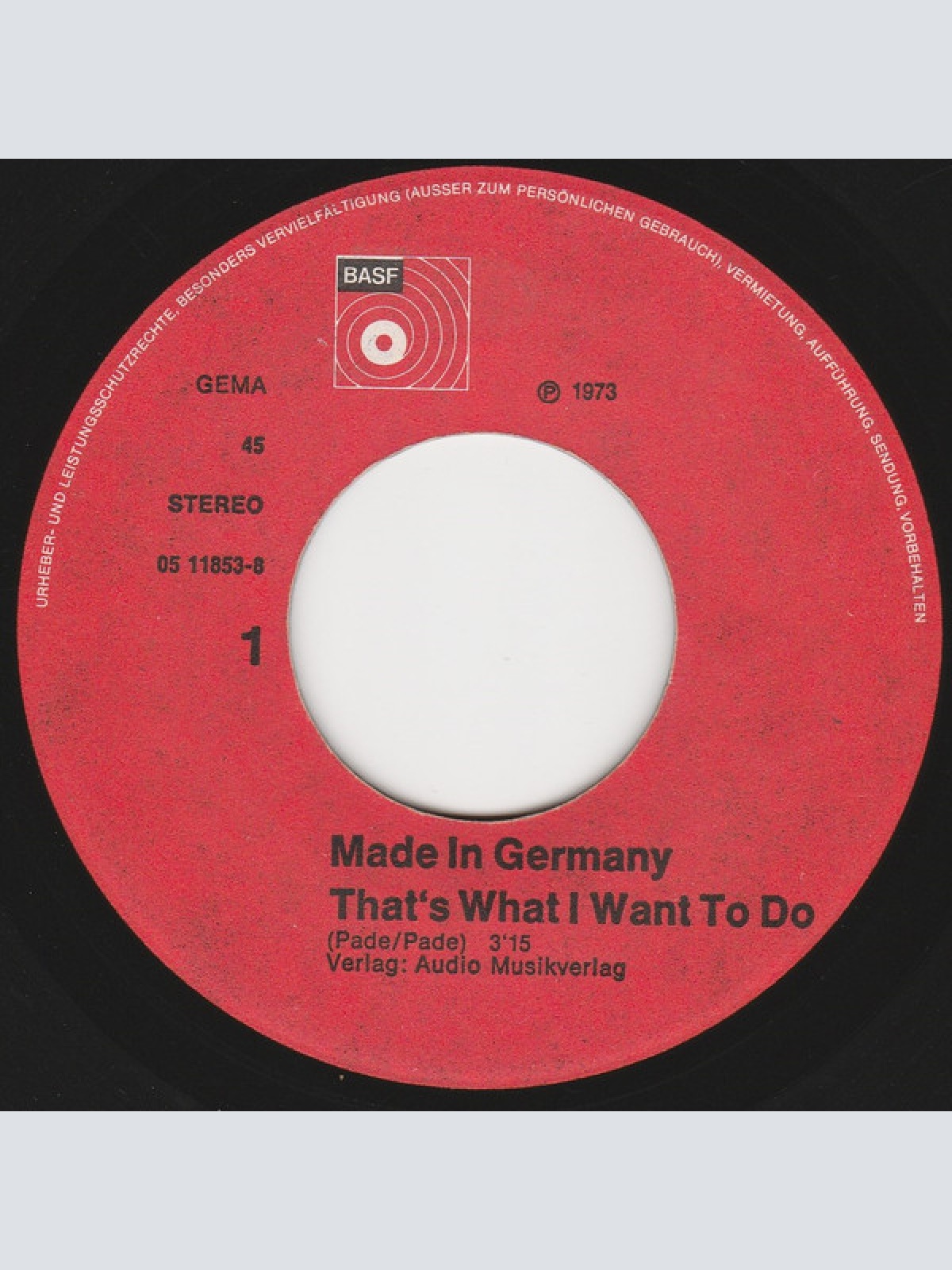 Vinyl / Made In Germany - That's What I Want To Do / Birthday