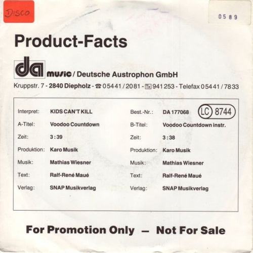 Vinyl / Kids Can't Kill - Voodoo Countdown