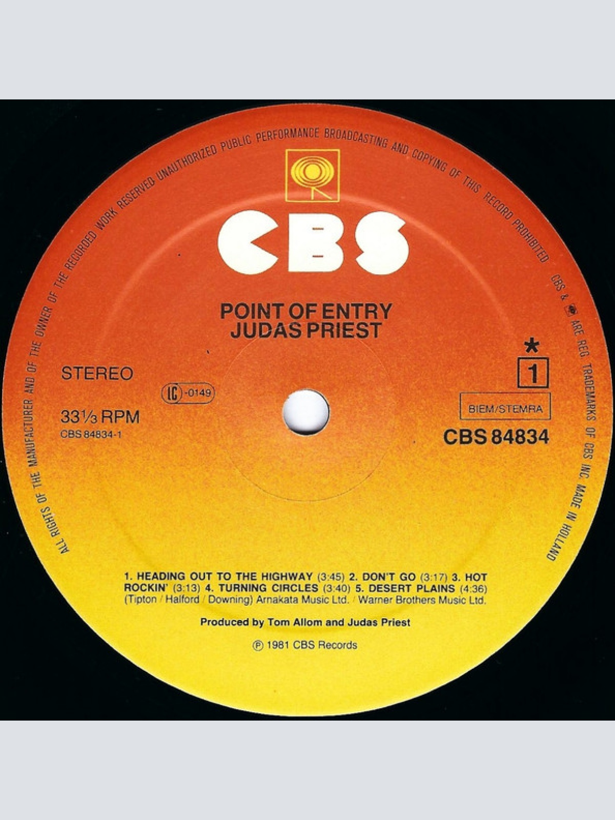 Vinyl / Judas Priest - Point Of Entry