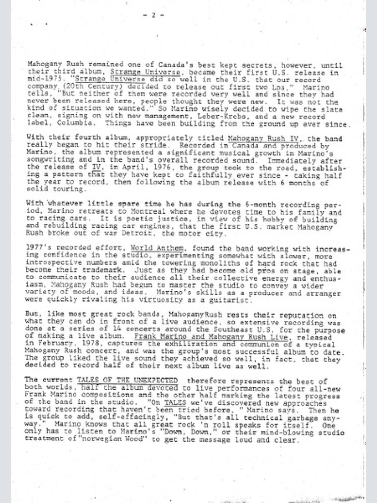 Vinyl / Frank Marino & Mahogany Rush - Tales Of The Unexpected