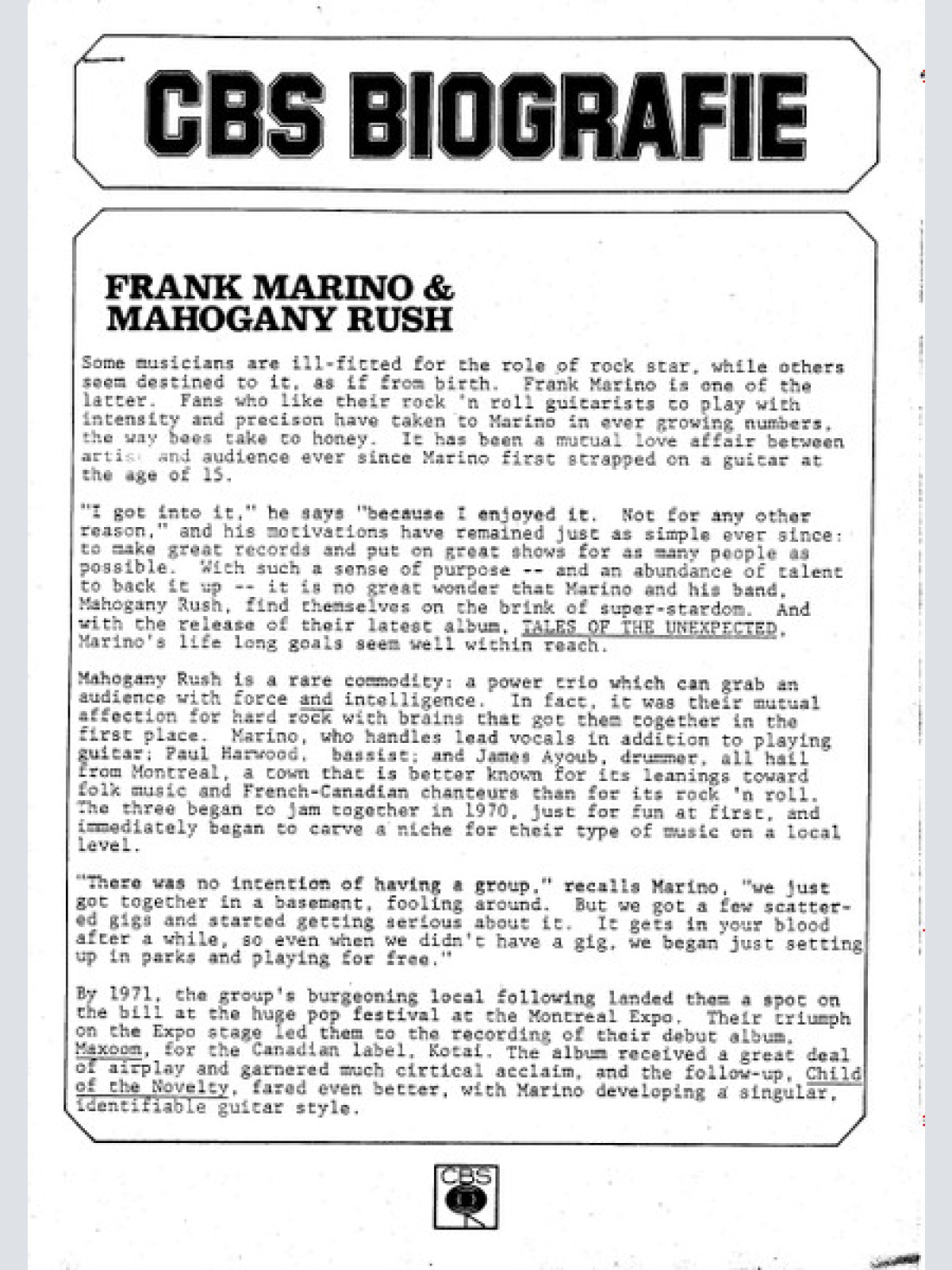 Vinyl / Frank Marino & Mahogany Rush - Tales Of The Unexpected