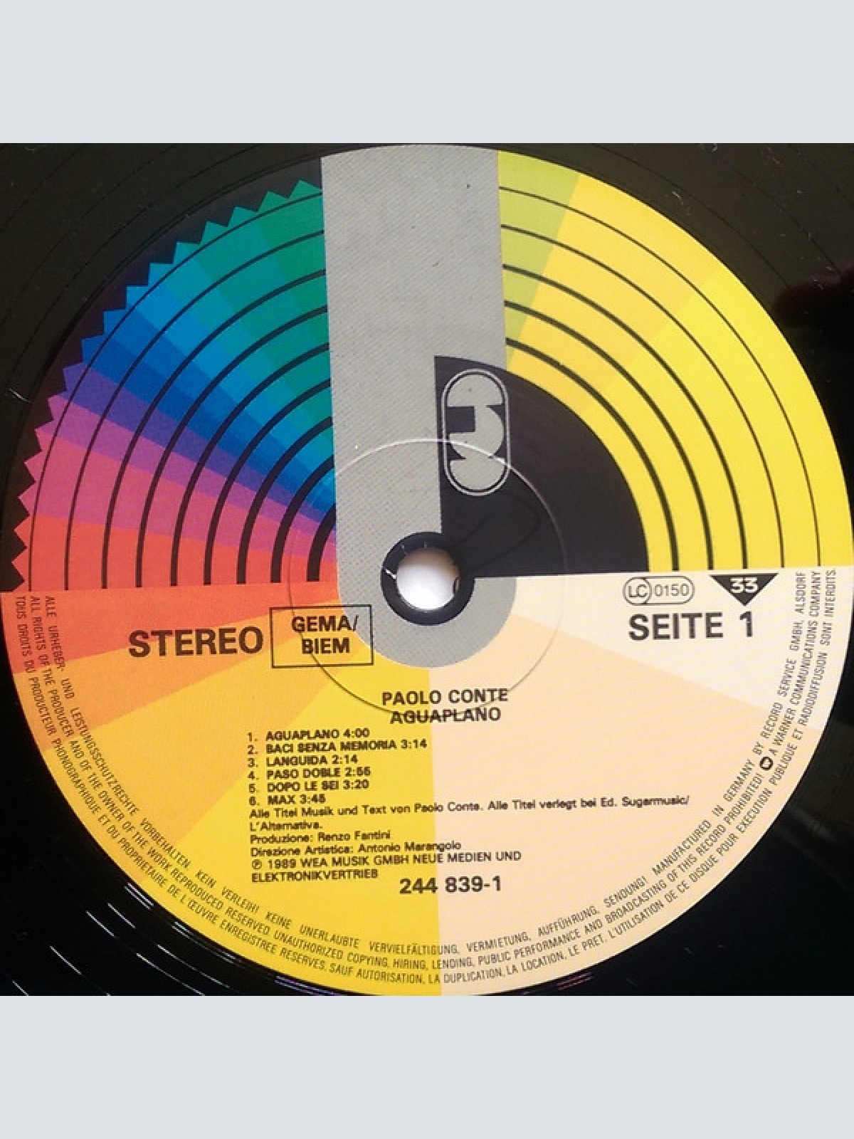 Vinyl / Paolo Conte - Aguaplano