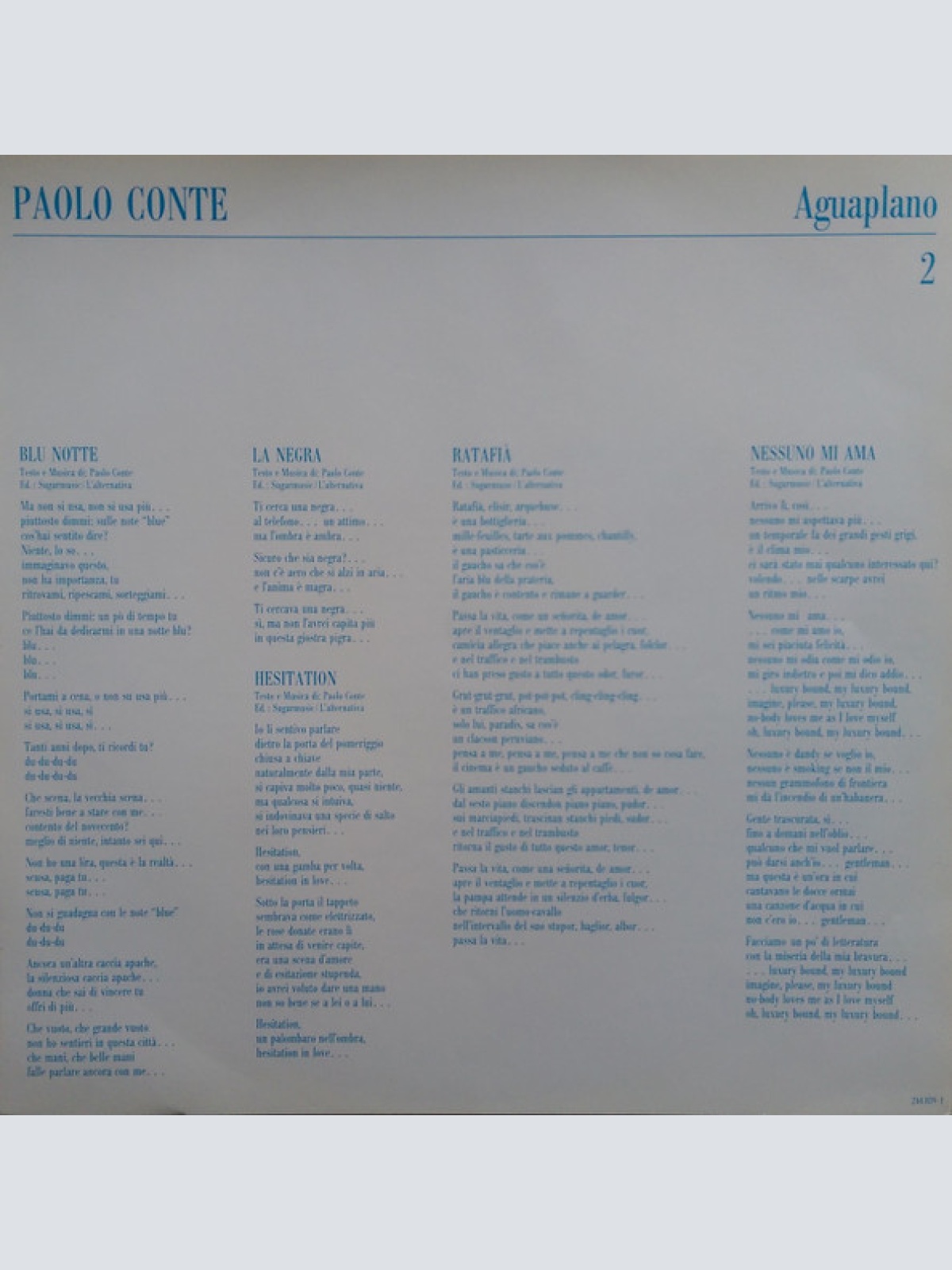Vinyl / Paolo Conte - Aguaplano