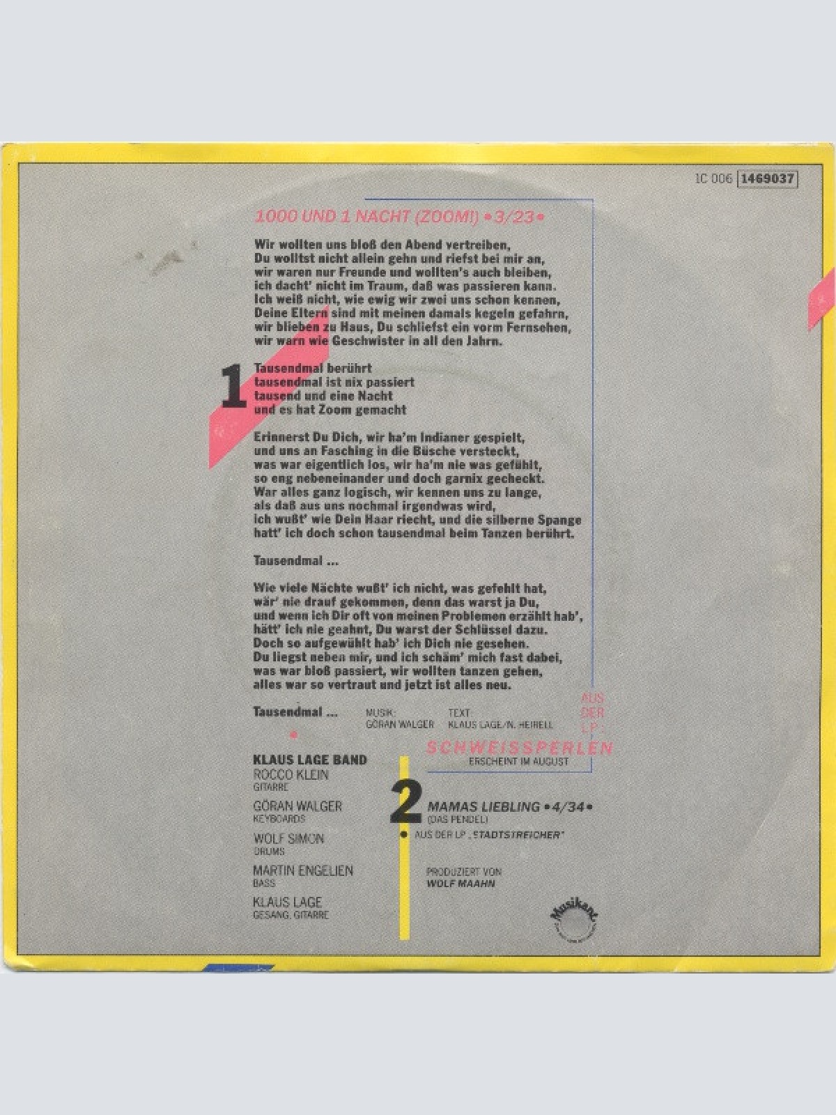 Vinyl / Klaus Lage Band - 1000 Und 1 Nacht (Zoom!)