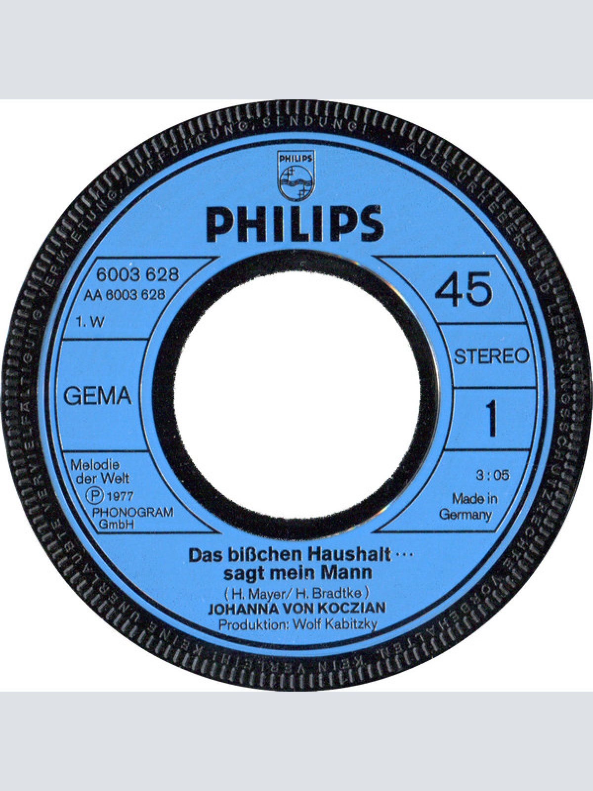 Vinyl / Johanna Von Koczian - Das Bisschen Haushalt ... Sagt Mein Mann