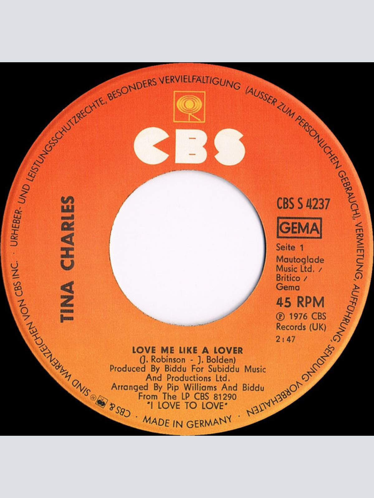 Vinyl / Tina Charles - Love Me Like A Lover