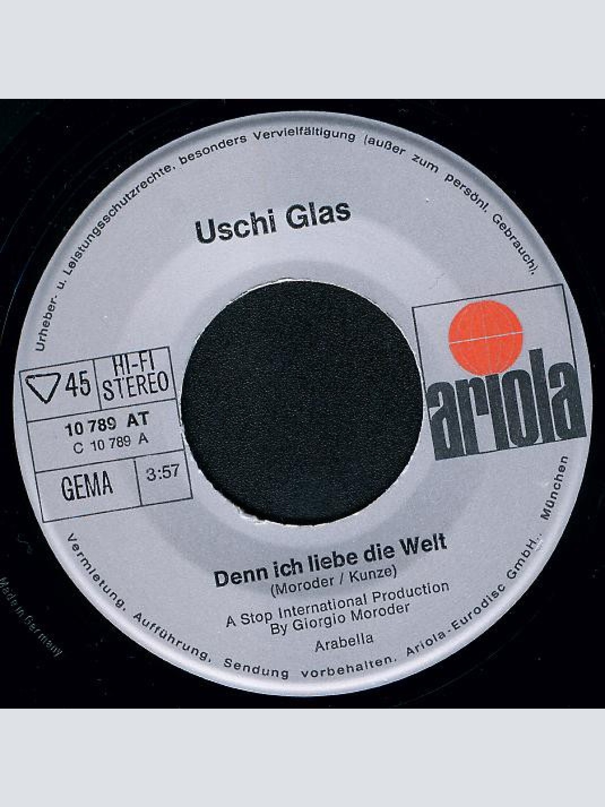 Vinyl / Uschi Glas - Denn Ich Liebe Die Welt