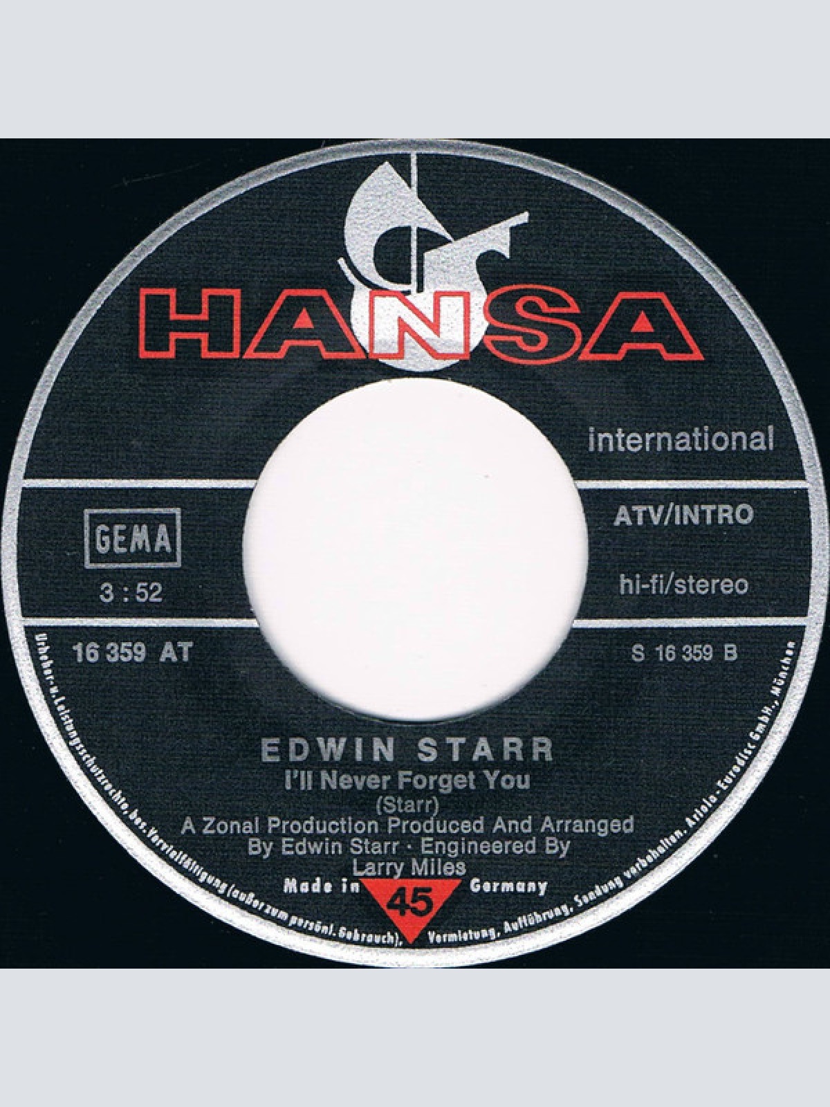 Vinyl / Edwin Starr - Stay With Me / I'll Never Forget You