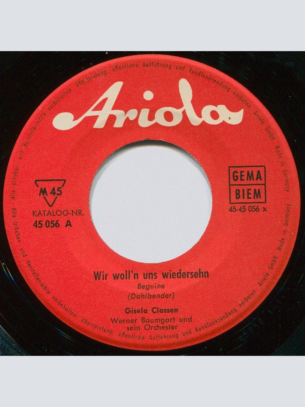 Vinyl / Gisela Classen - Wir Woll'n Uns Wiedersehn / Immer Bleib Ich Bei Dir