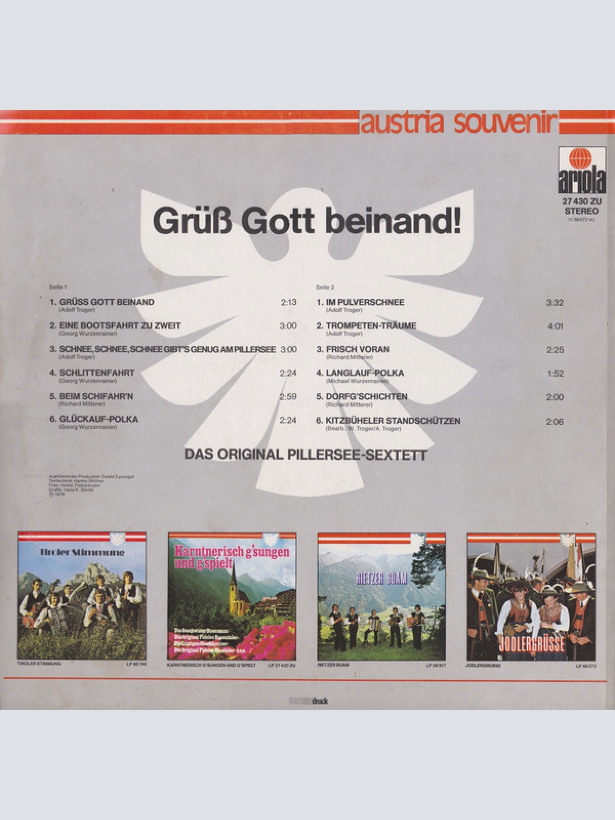 Vinyl / Das Pillersee-Sextett* - Grüß Gott Beinand!