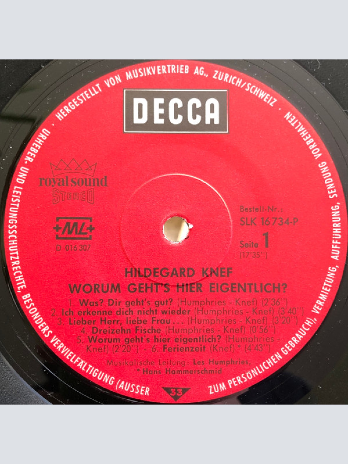 Vinyl / Hilde Knef* - Worum Geht's Hier Eigentlich?