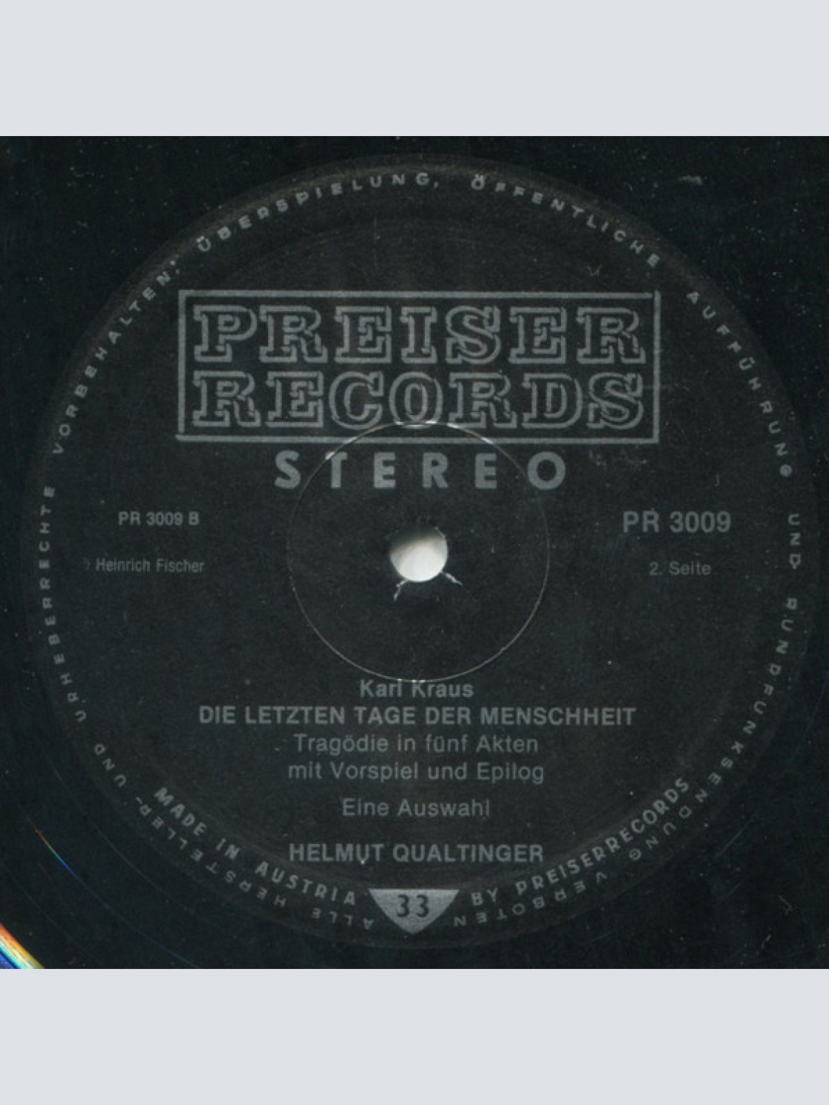 Vinyl / Qualtinger* Liest Karl Kraus - Die Letzten Tage Der Menschheit