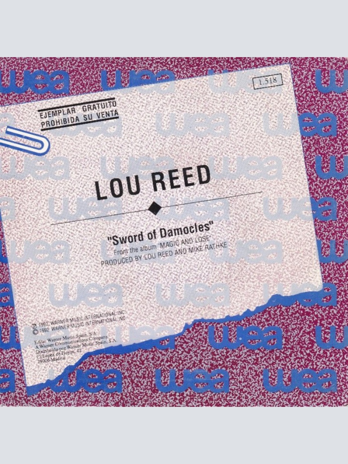 Vinyl / Lou Reed - Sword Of Damocles