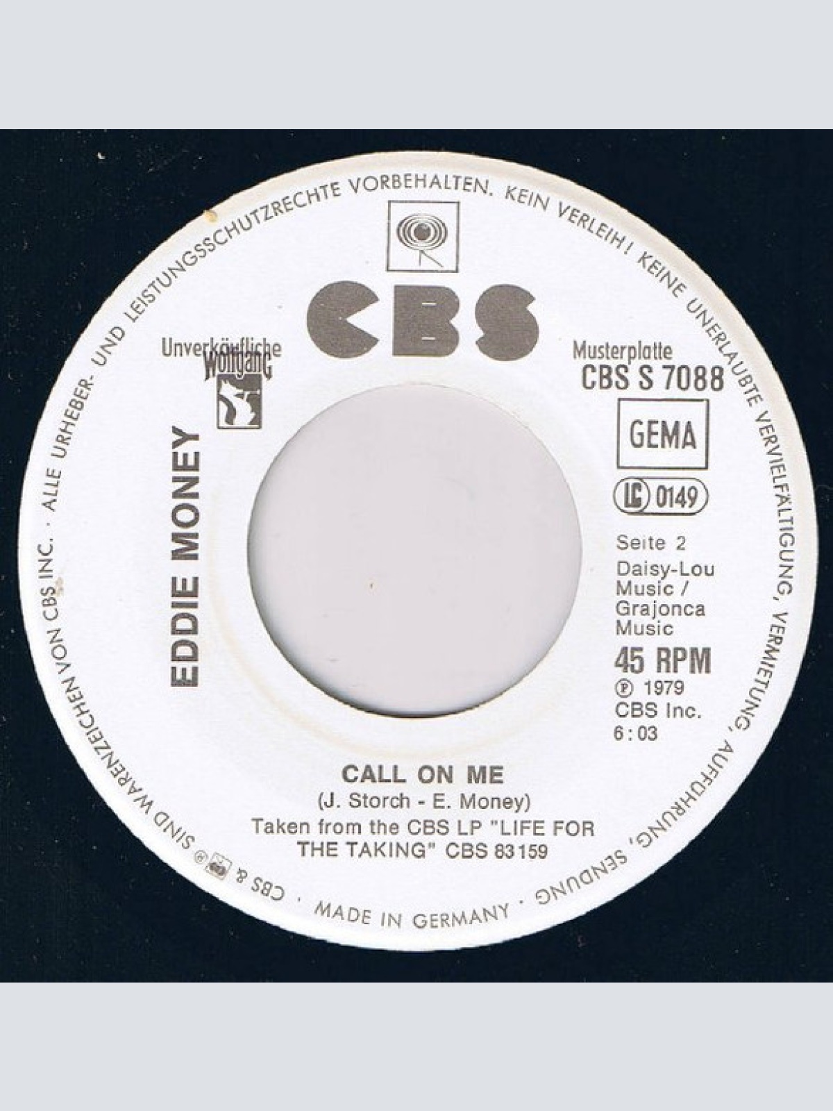 Vinyl / Eddie Money - Maybe I'm A Fool / Call On Me