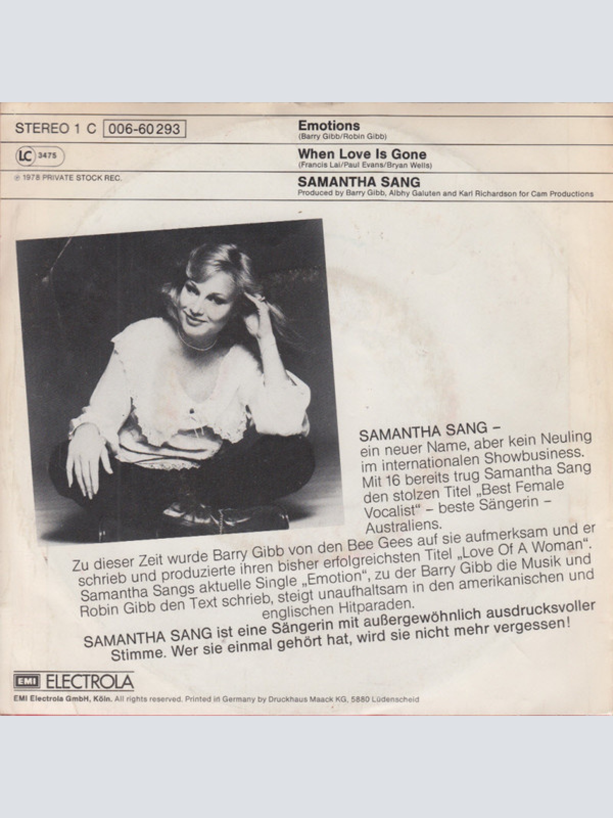 Vinyl / Samantha Sang - Emotions