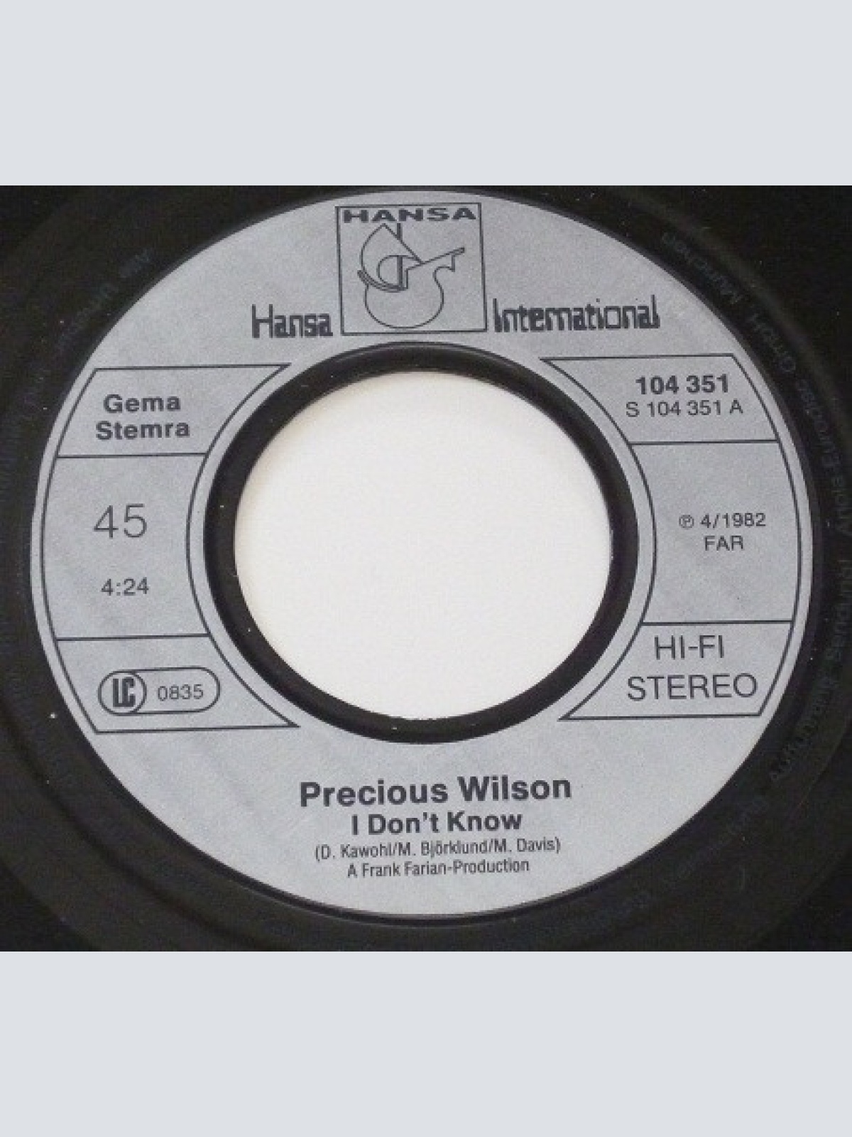 Vinyl / Precious Wilson - I Don't Know