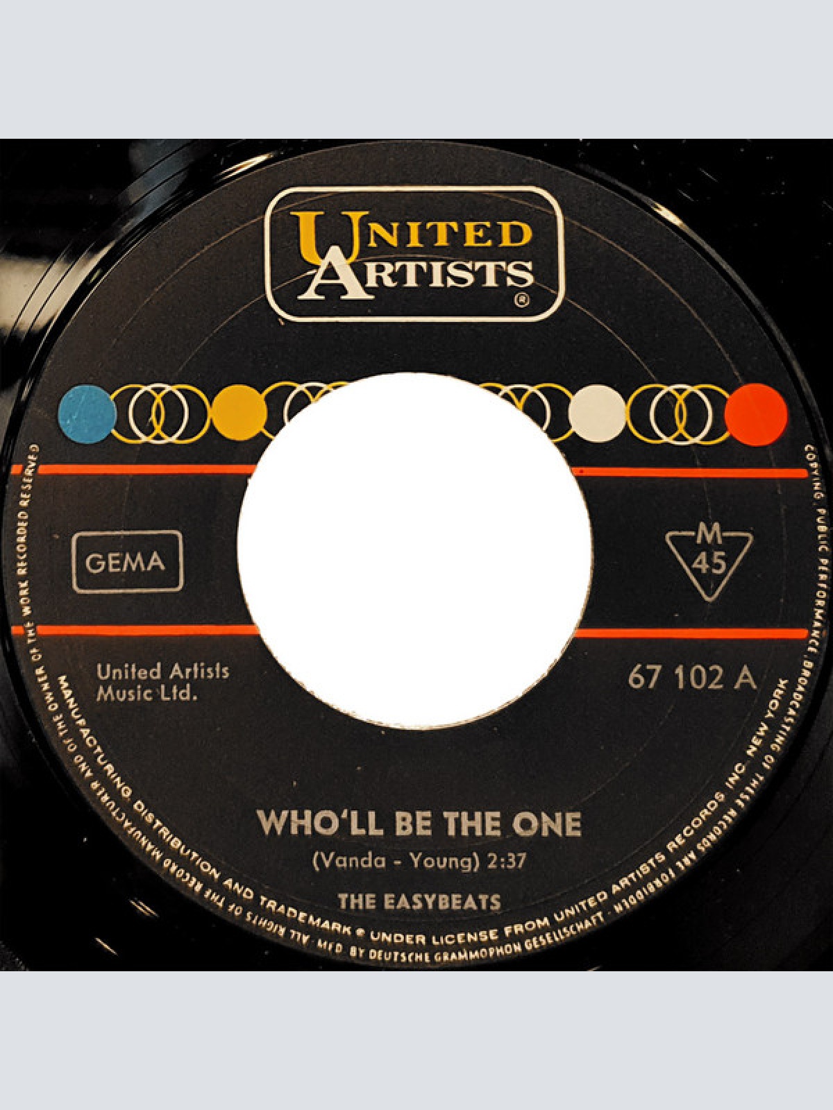 Vinyl / The Easybeats - Who'll Be The One / Saturday Night