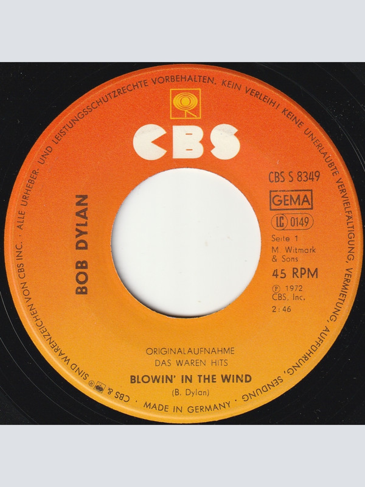 Vinyl / Bob Dylan - Blowin' In The Wind / Like A Rolling Stone