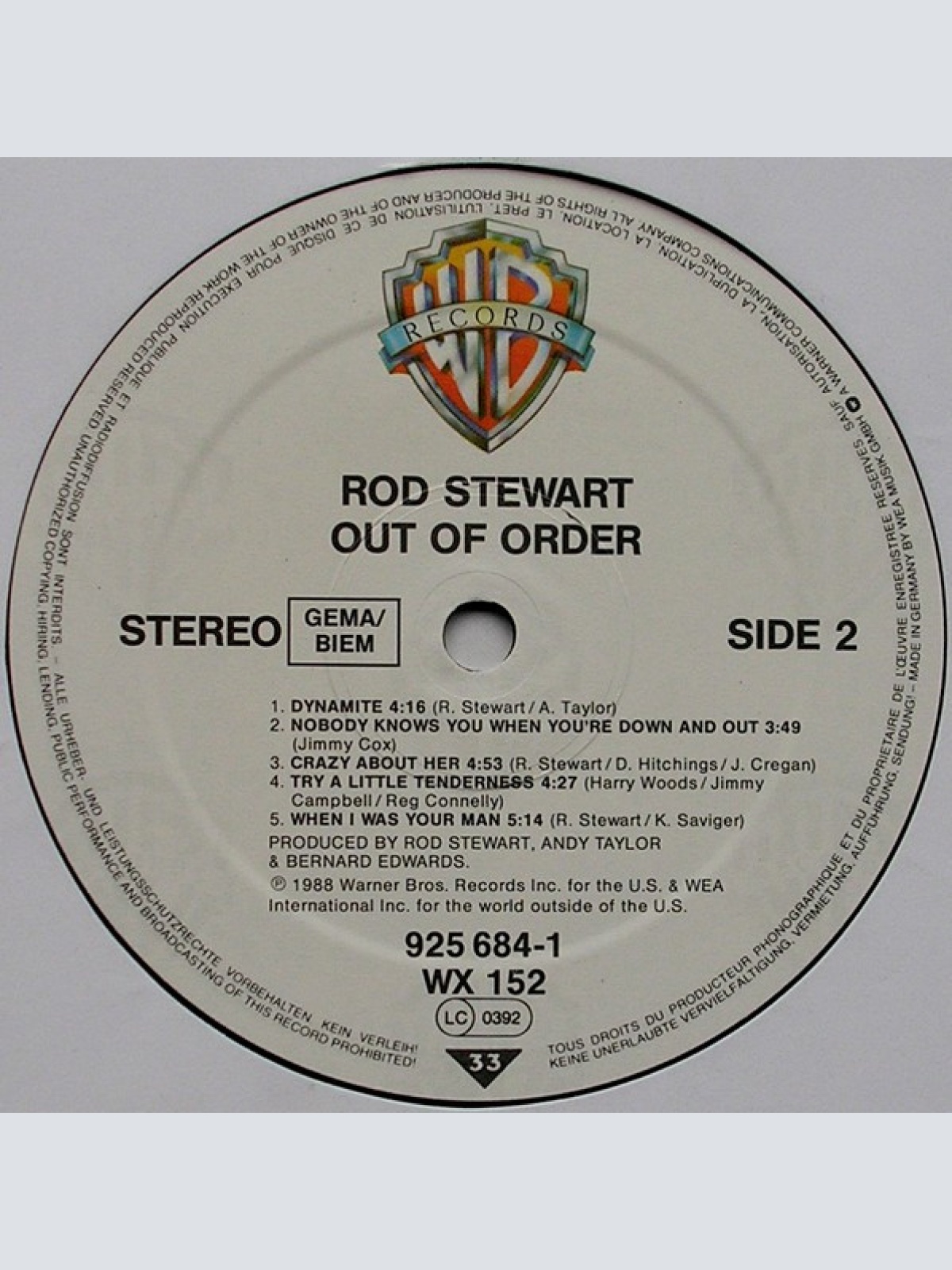 Vinyl / Rod Stewart - Out Of Order