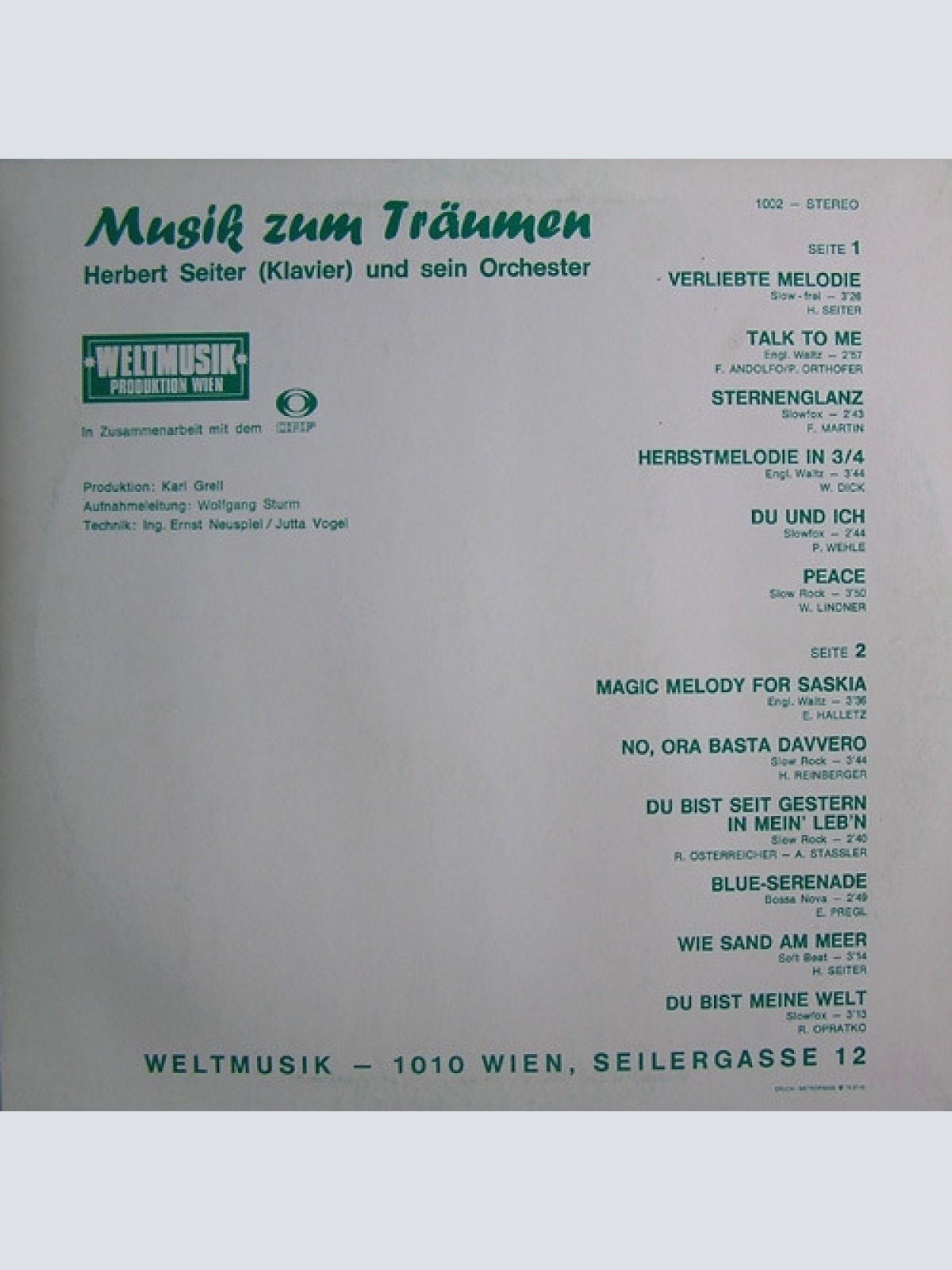 Vinyl / Herbert Seiter Und Sein Orchester* - Musik Zum Träumen