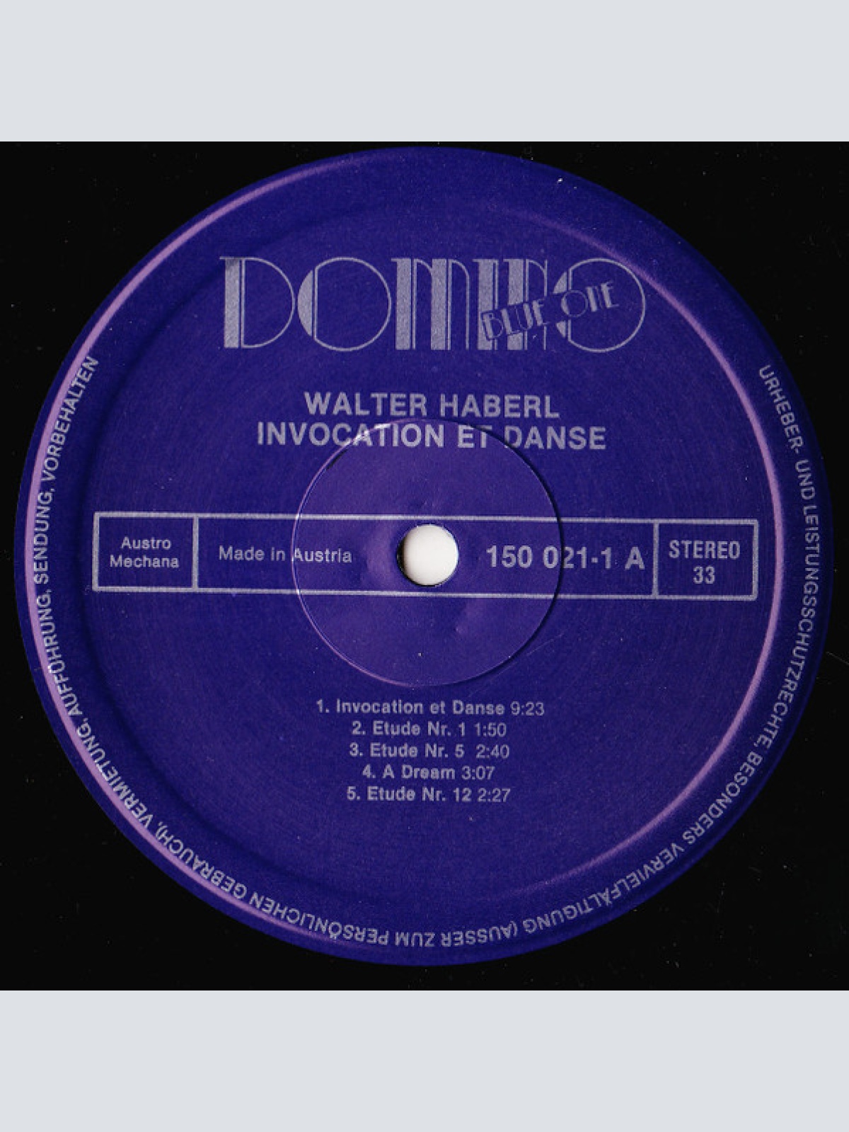 Vinyl / Walter Haberl - Invocation Et Danse