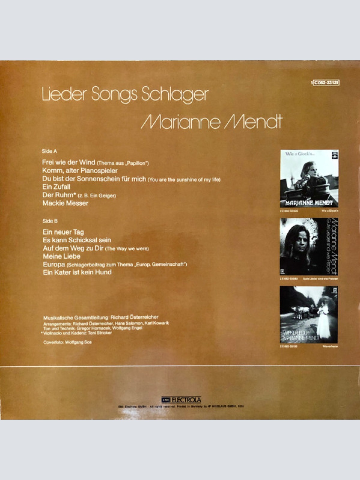 Vinyl / Marianne Mendt - Lieder Songs Schlager