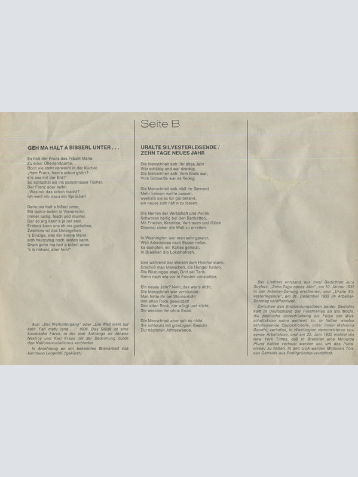 Vinyl / Jura Soyfer / Schmetterlinge - Verdrängte Jahre