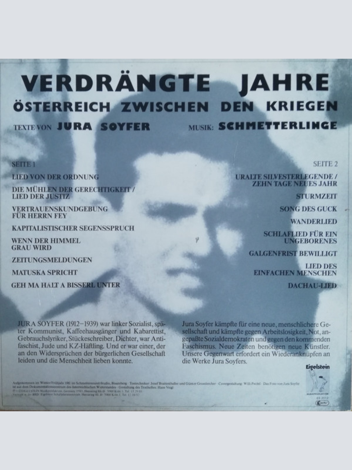 Vinyl / Jura Soyfer / Schmetterlinge - Verdrängte Jahre