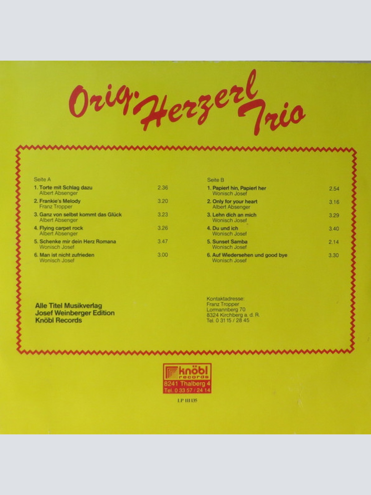 Vinyl / Orig. Herzerl Trio* - Orig. Herzerl Trio