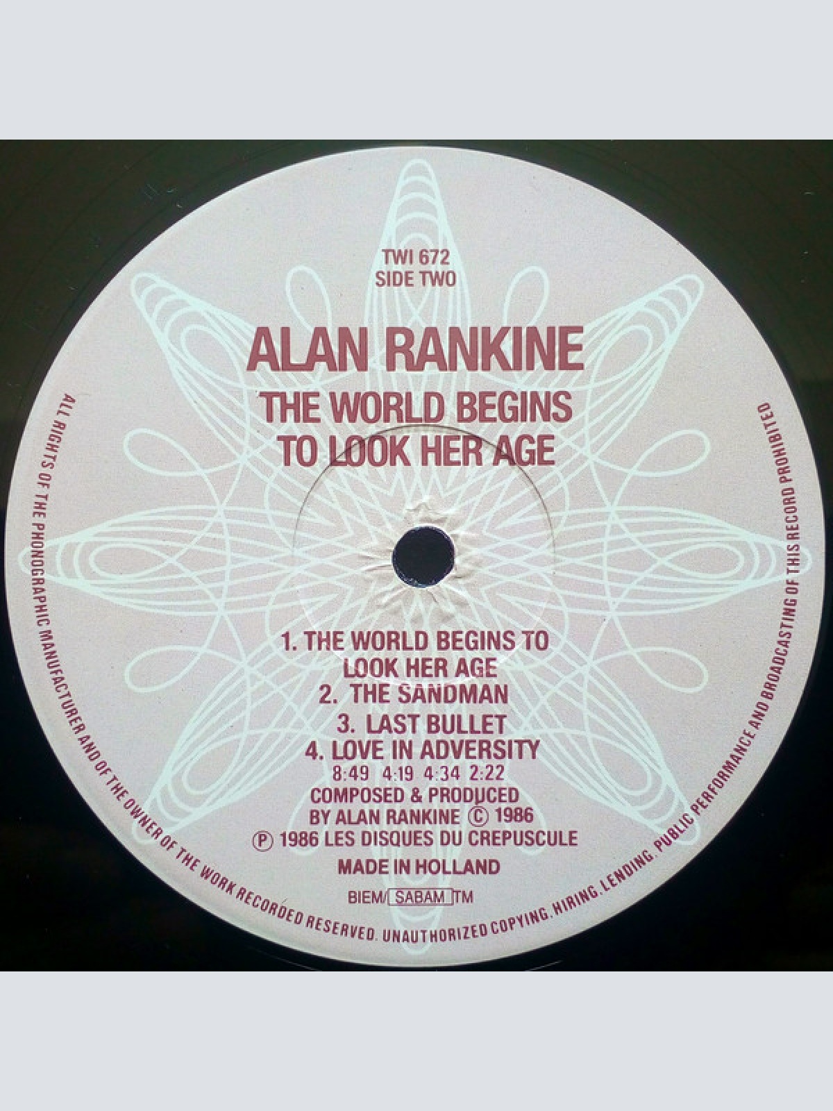 Vinyl / Alan Rankine - The World Begins To Look Her Age