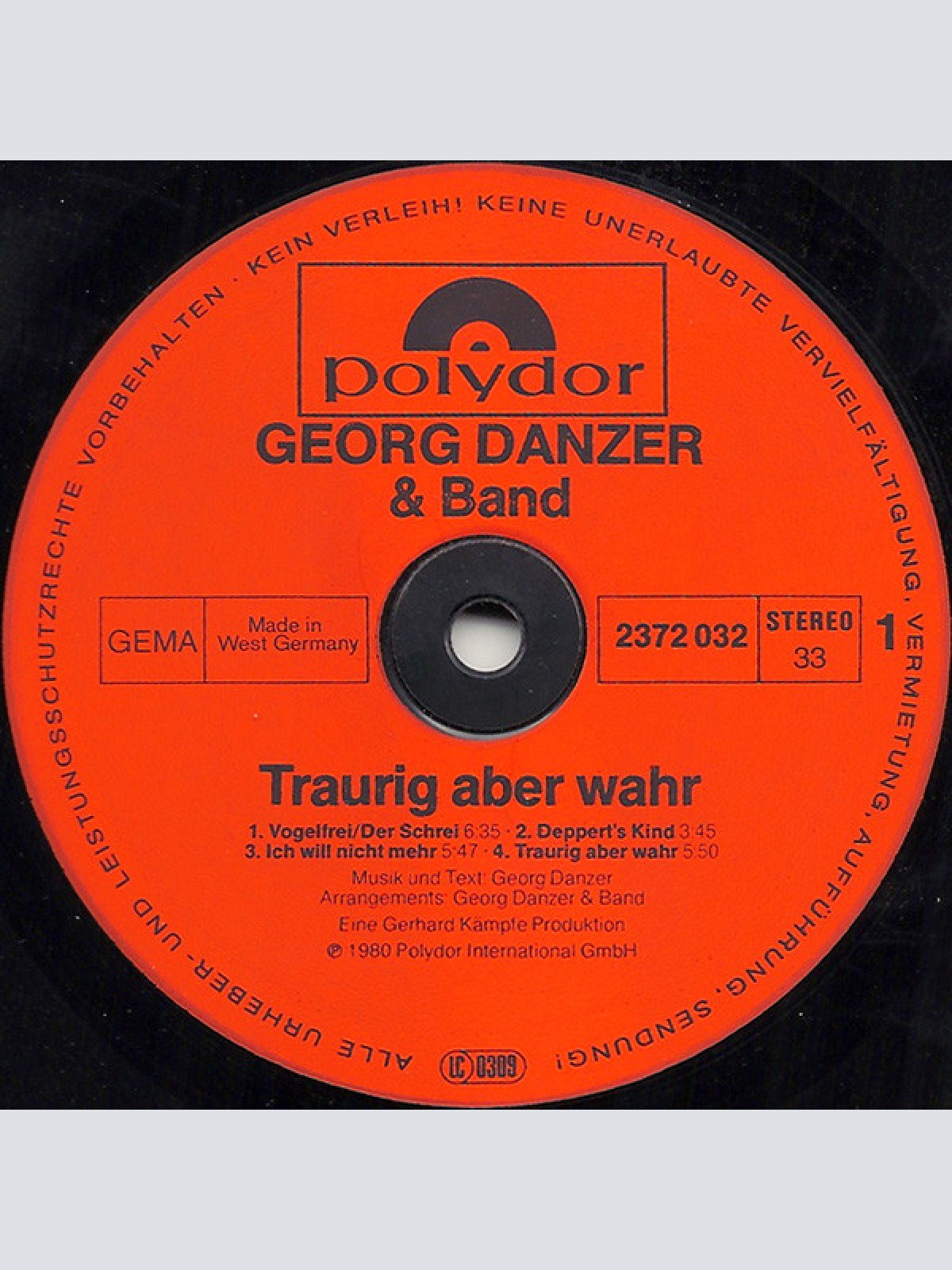 Vinyl / Georg Danzer & Band - Traurig Aber Wahr
