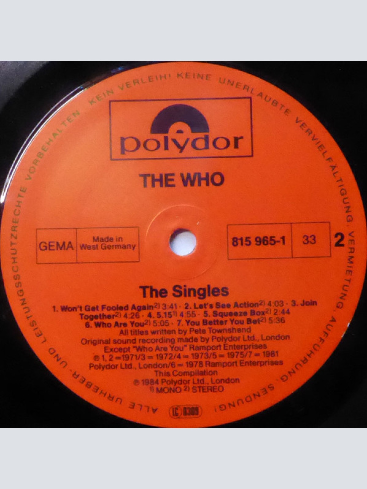 Vinyl / The Who - The Singles