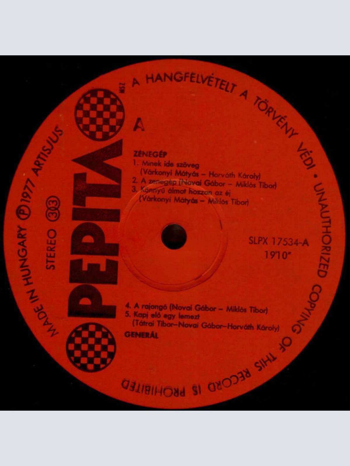 Vinyl / Generál* - Zenegép