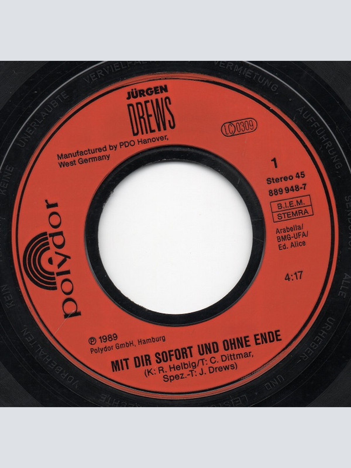 Vinyl / Jürgen Drews - Mit Dir Sofort Und Ohne Ende