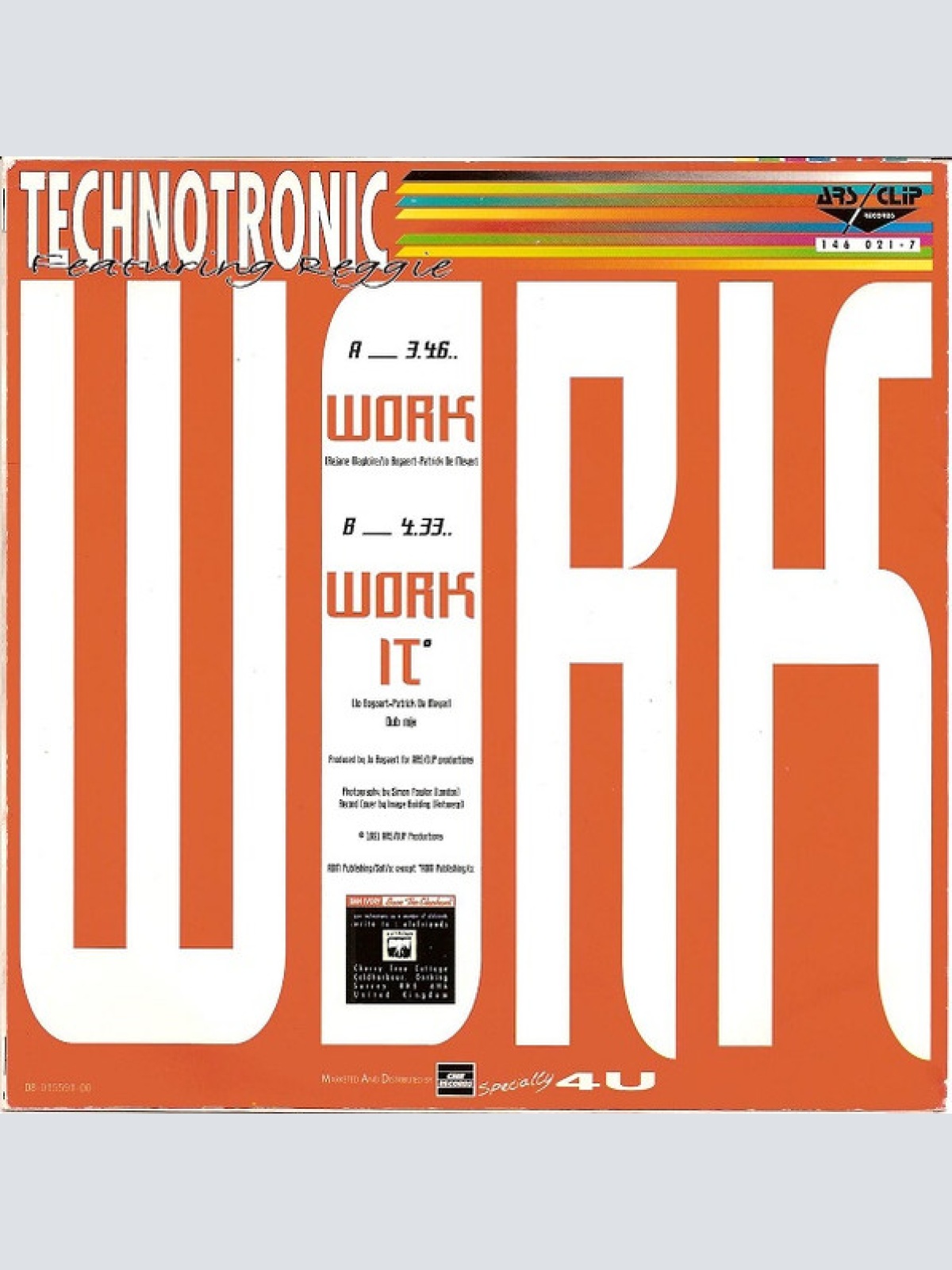 Vinyl / Technotronic Featuring Reggie - Work