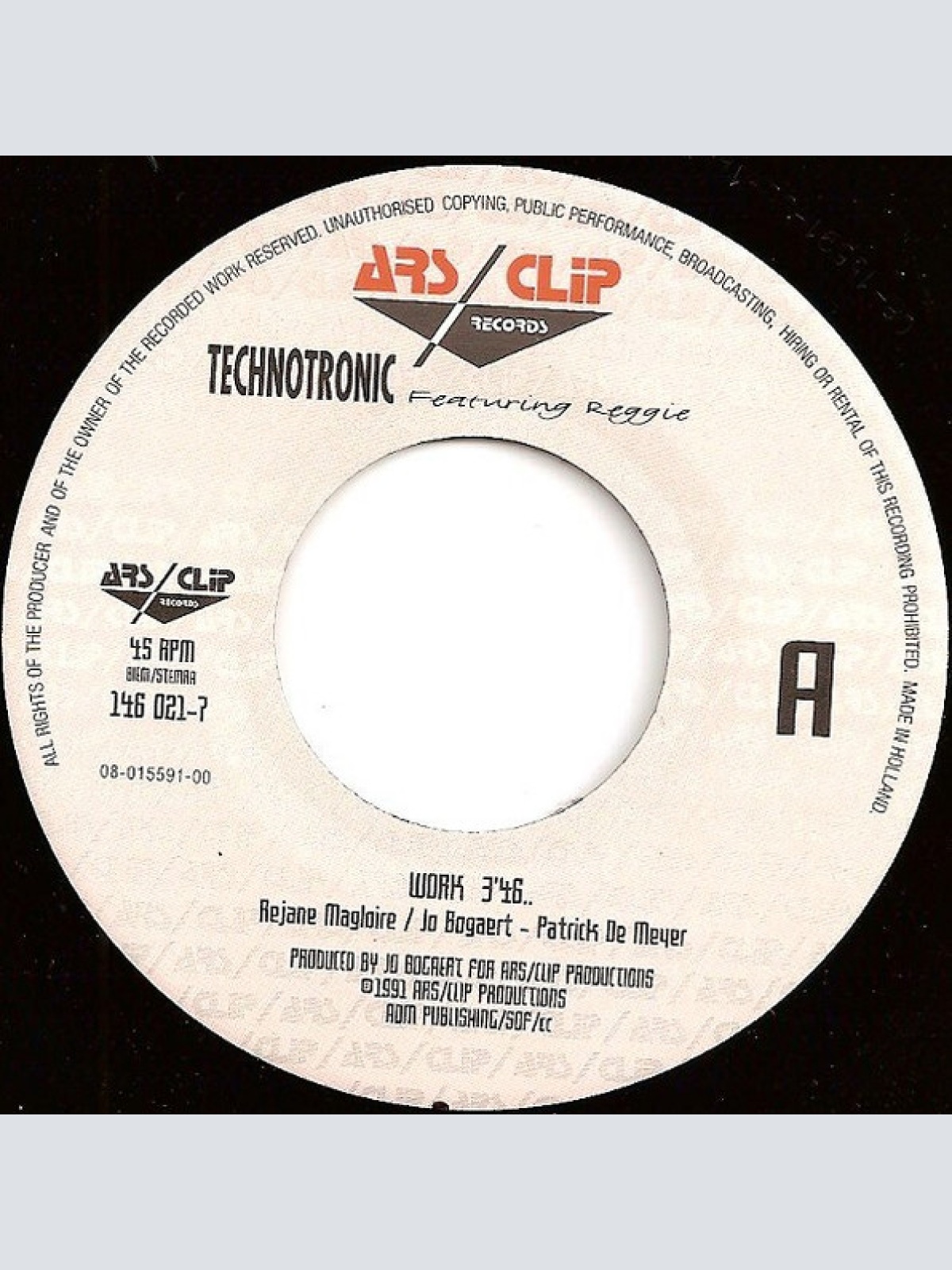 Vinyl / Technotronic Featuring Reggie - Work