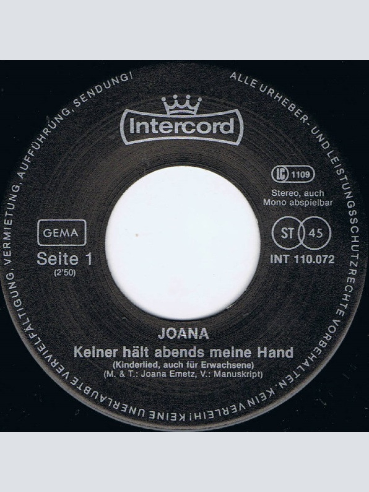 Vinyl / Joana (6) - Keiner Hält Abends Meine Hand (Kinderlied, Auch Für Erwachsene)