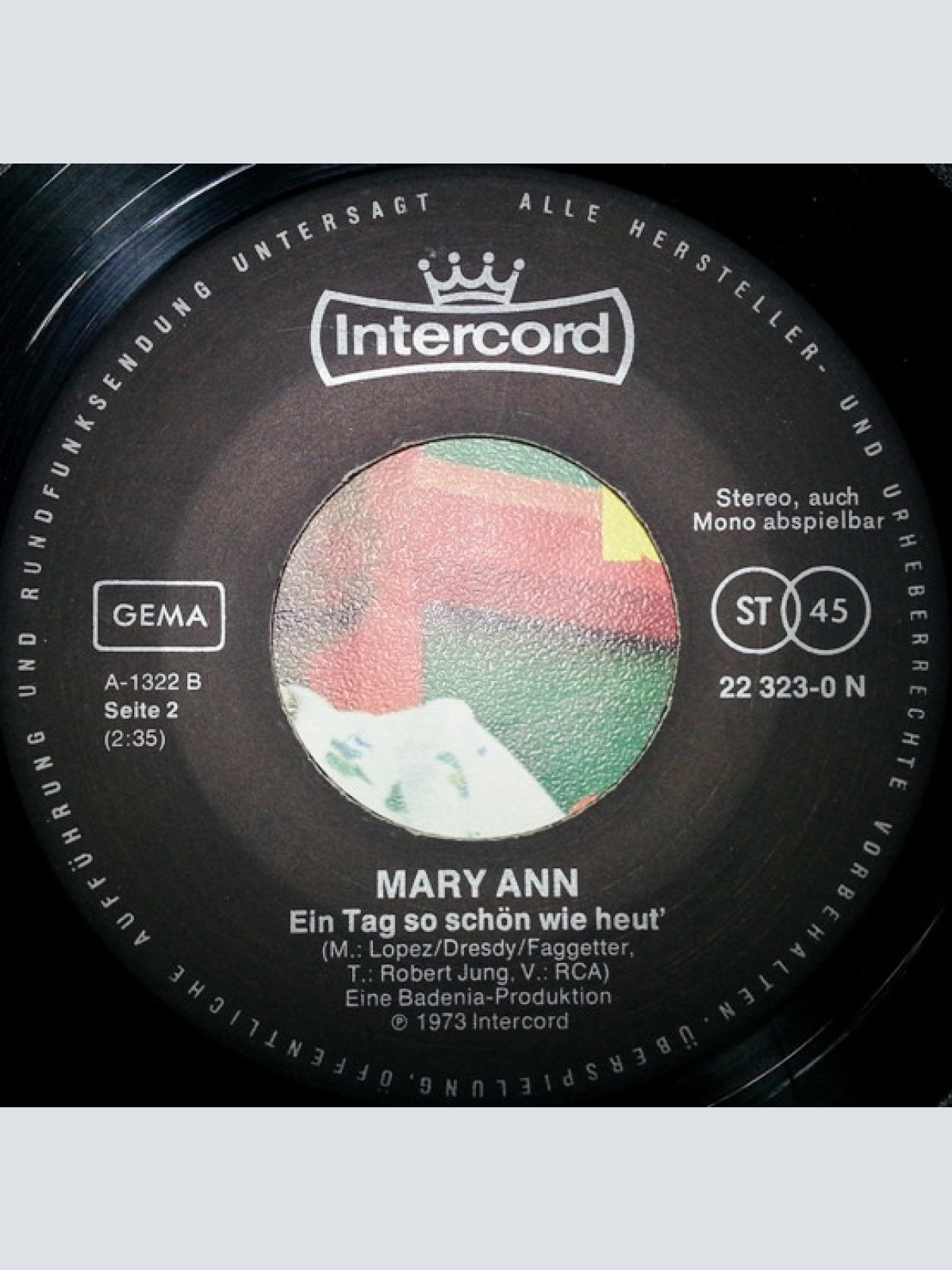 Vinyl / Mary Ann* - Schau Mich Nicht So Böse An / Ein Tag So Schön Wie Heut'