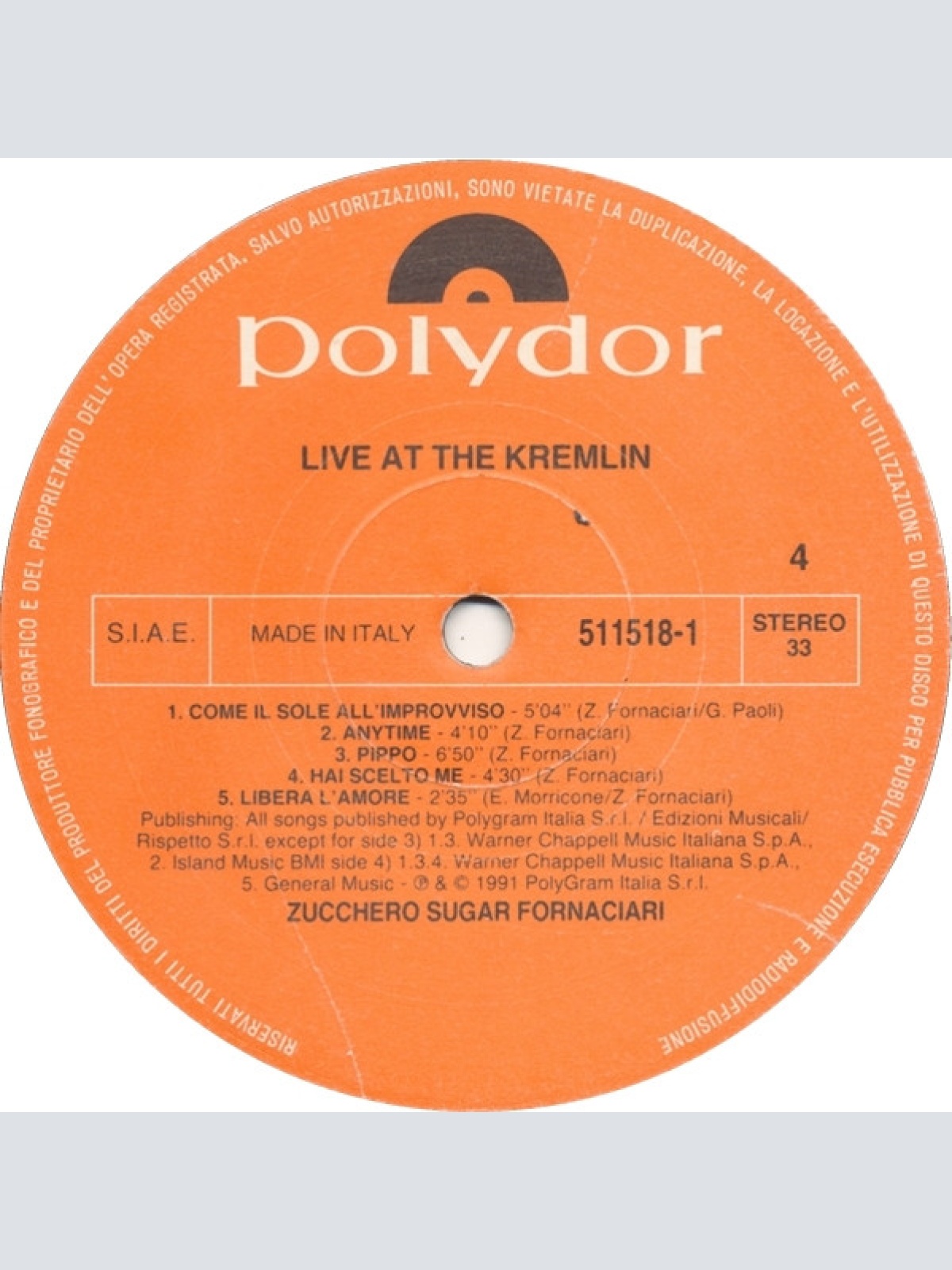 Vinyl / Zucchero - Цуккеро Live At The Kremlin