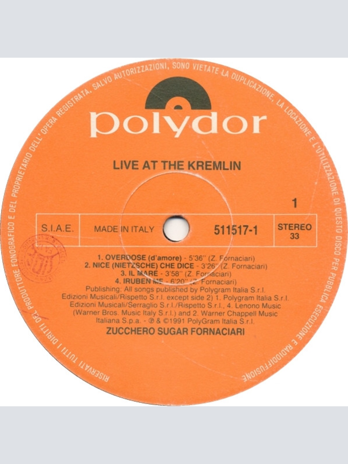 Vinyl / Zucchero - Цуккеро Live At The Kremlin