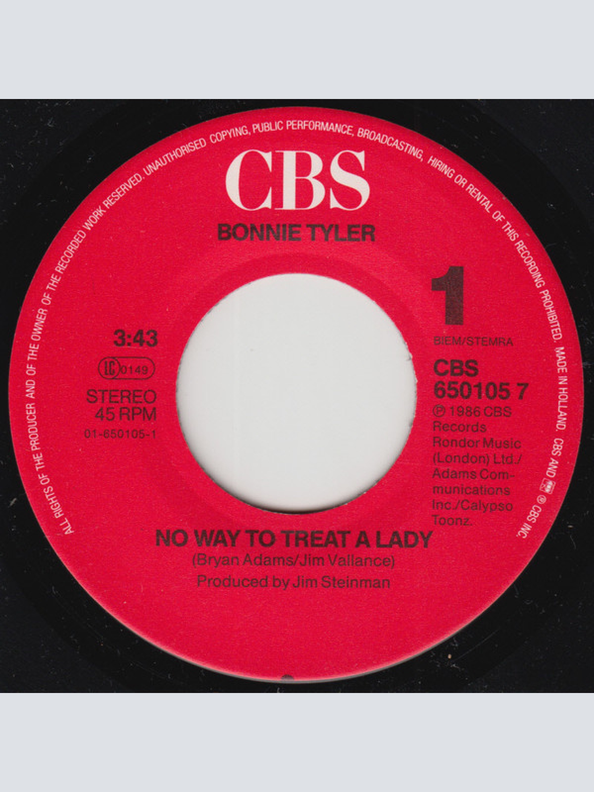 Vinyl / Bonnie Tyler - No Way To Treat A Lady
