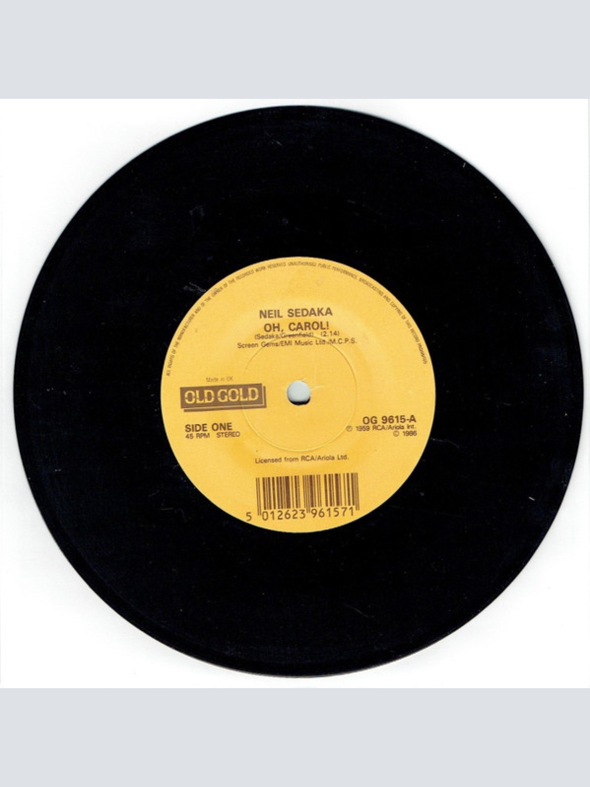 Vinyl / Neil Sedaka - Oh, Carol! / One Way Ticket (To The Blues)