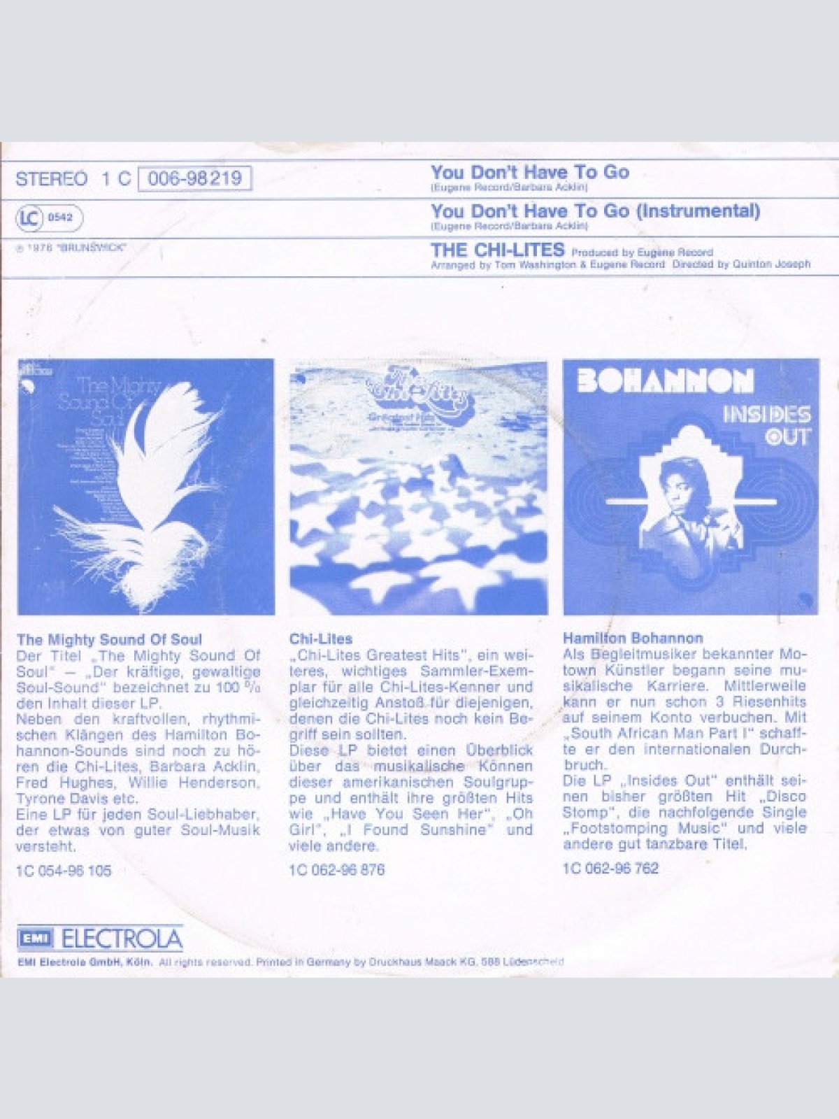 Vinyl / The Chi-Lites - You Don't Have To Go